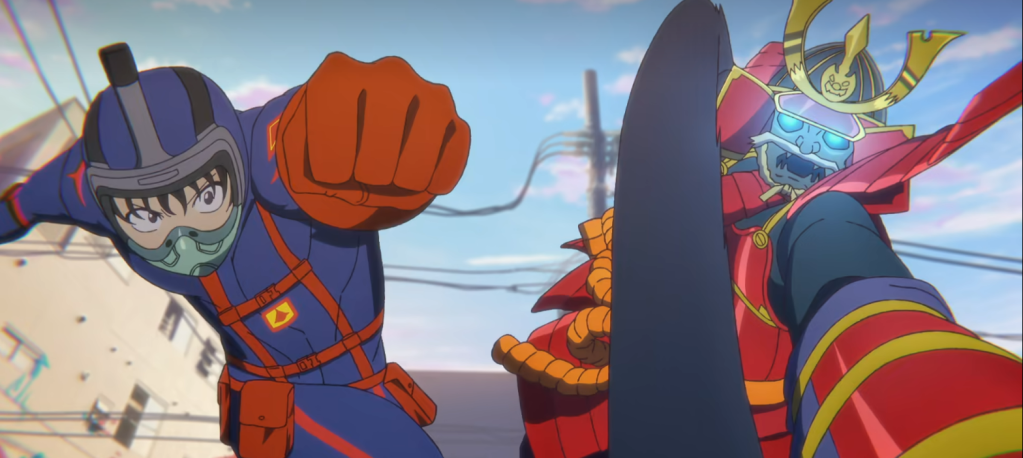 Akira y Beatrix luchando contra los zombis. Zom 100: Bucket List of the Dead