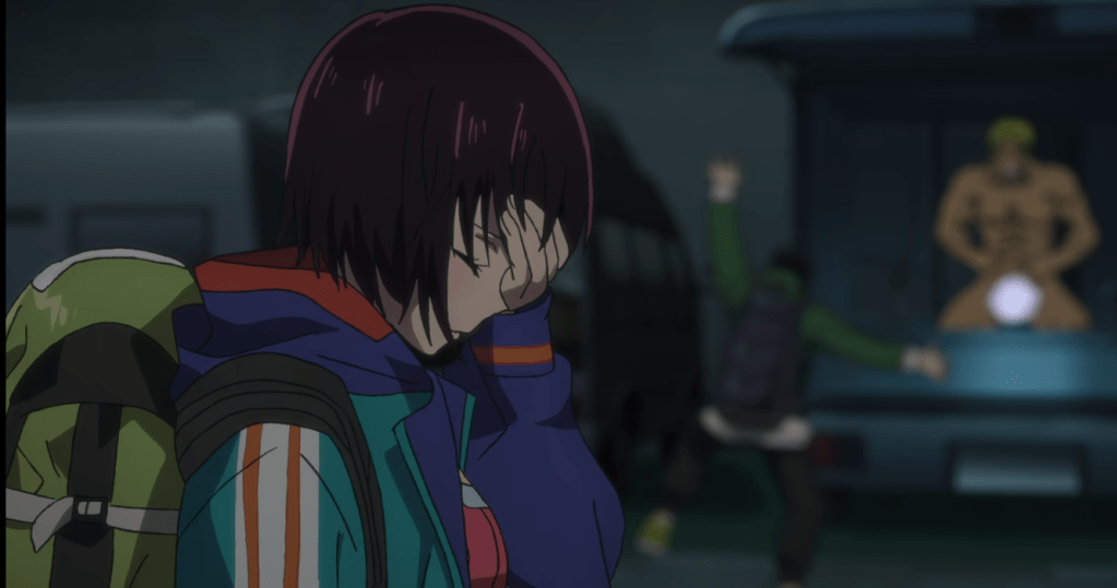 Shisuka, decepcionada de Akira y Kencho. Zom 100 Episodio 6